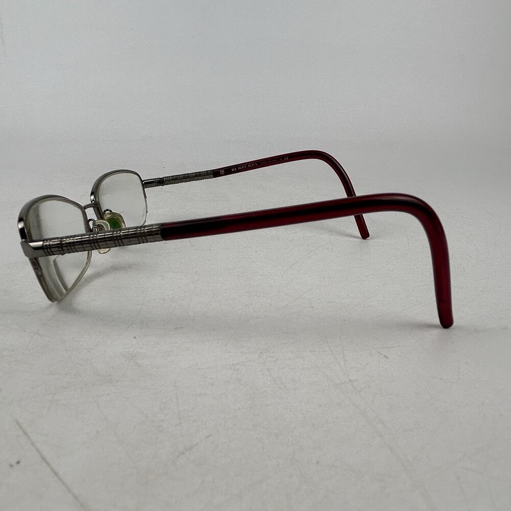 Burberry Eyeglasses B 1157 1003 Size 52-17-135 Silver Maroon Rectangle Frames - Picture 3 of 13